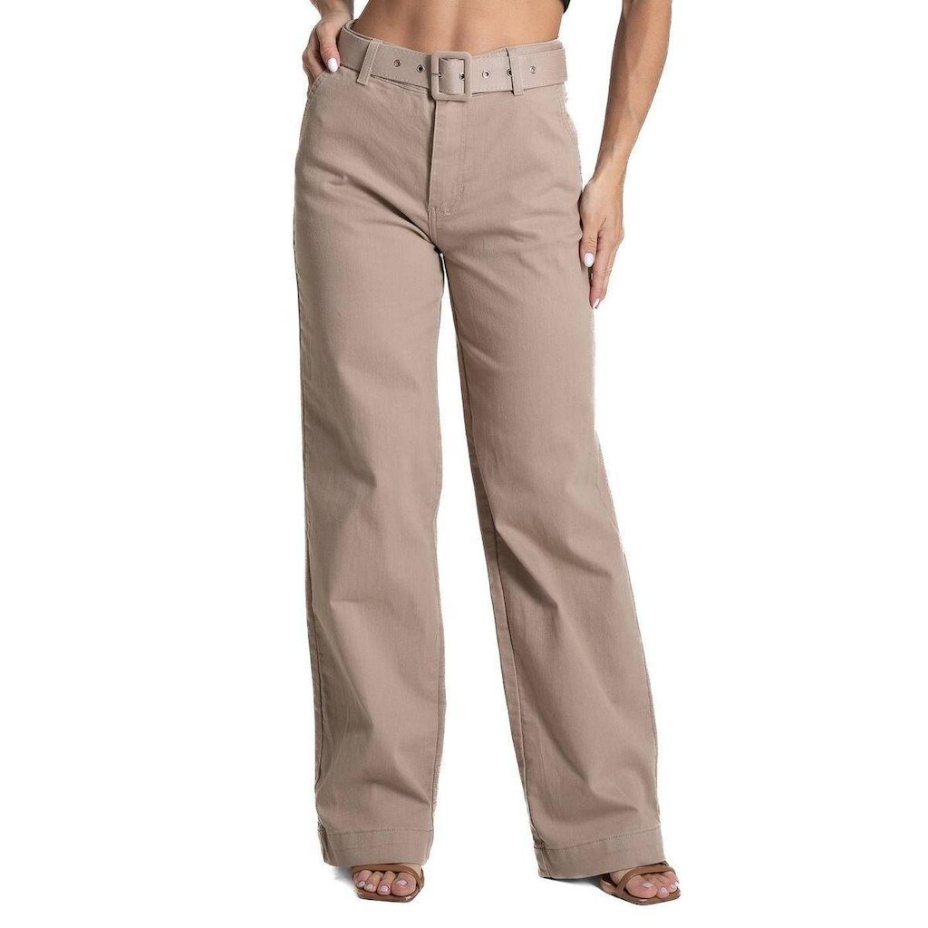 Calça Sarja Sawary Wide Leg - 277998 - Areia 48