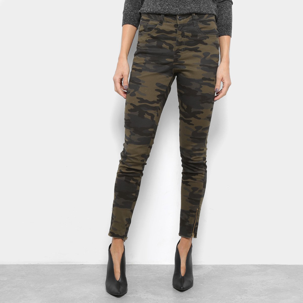 Calça Sarja Skinny Razon Camuflada Cintura Média Feminina - Verde Militar é ruim? Calça Sarja Skinny Razon Camuflada Cintura Média Feminina - Verde Militar é boa?