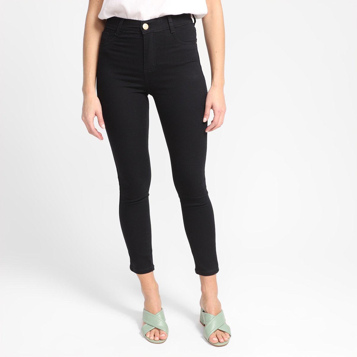 Calça Sarja Skinny Sawary Cintura Alta Feminina - Preto Menor preço em Calça Sarja Skinny Sawary Cintura Alta Feminina - Preto