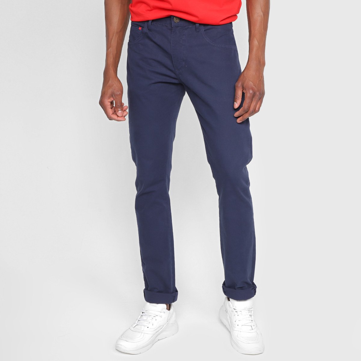 Calça Sarja Slim Forum Paul Slim Masculina - Azul Menor preço em Calça Sarja Slim Forum Paul Slim Masculina - Azul