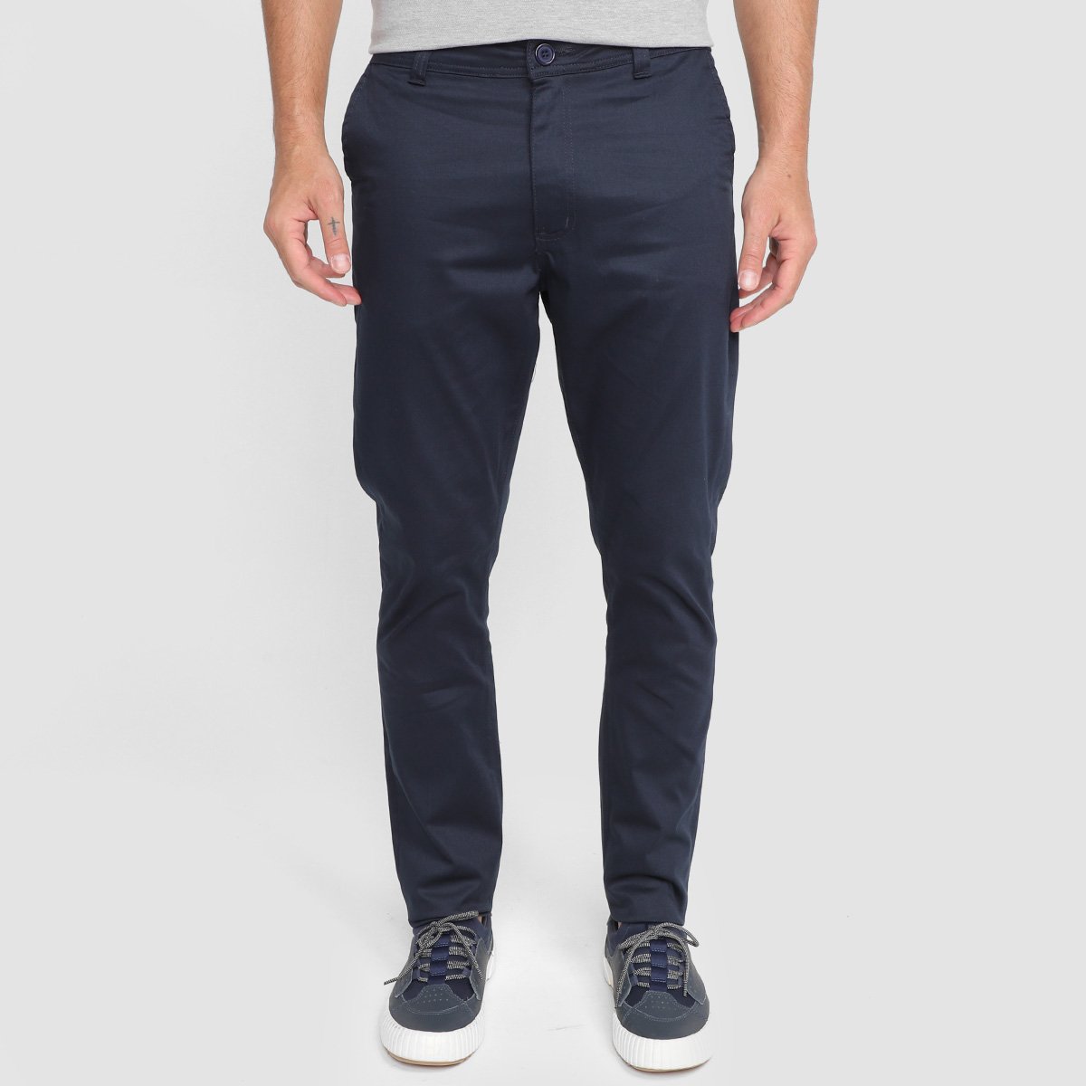 Calça Sarja Terminal Bolso Faca Masculina - Marinho Menor preço em Calça Sarja Terminal Bolso Faca Masculina - Marinho