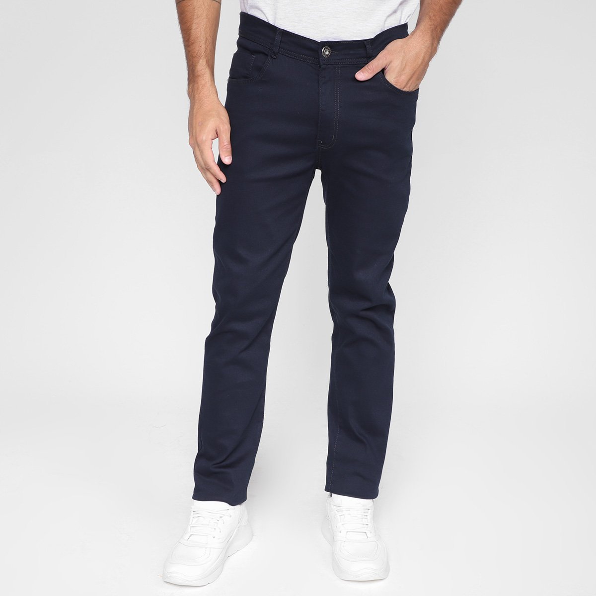 Calça Sarja Terminal Casual Masculina - Marinho Menor preço em Calça Sarja Terminal Casual Masculina - Marinho