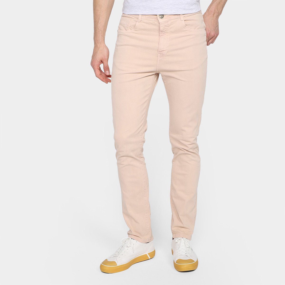 Calça Sarja Terminal Five Pockets Masculina - Bege Menor preço em Calça Sarja Terminal Five Pockets Masculina - Bege