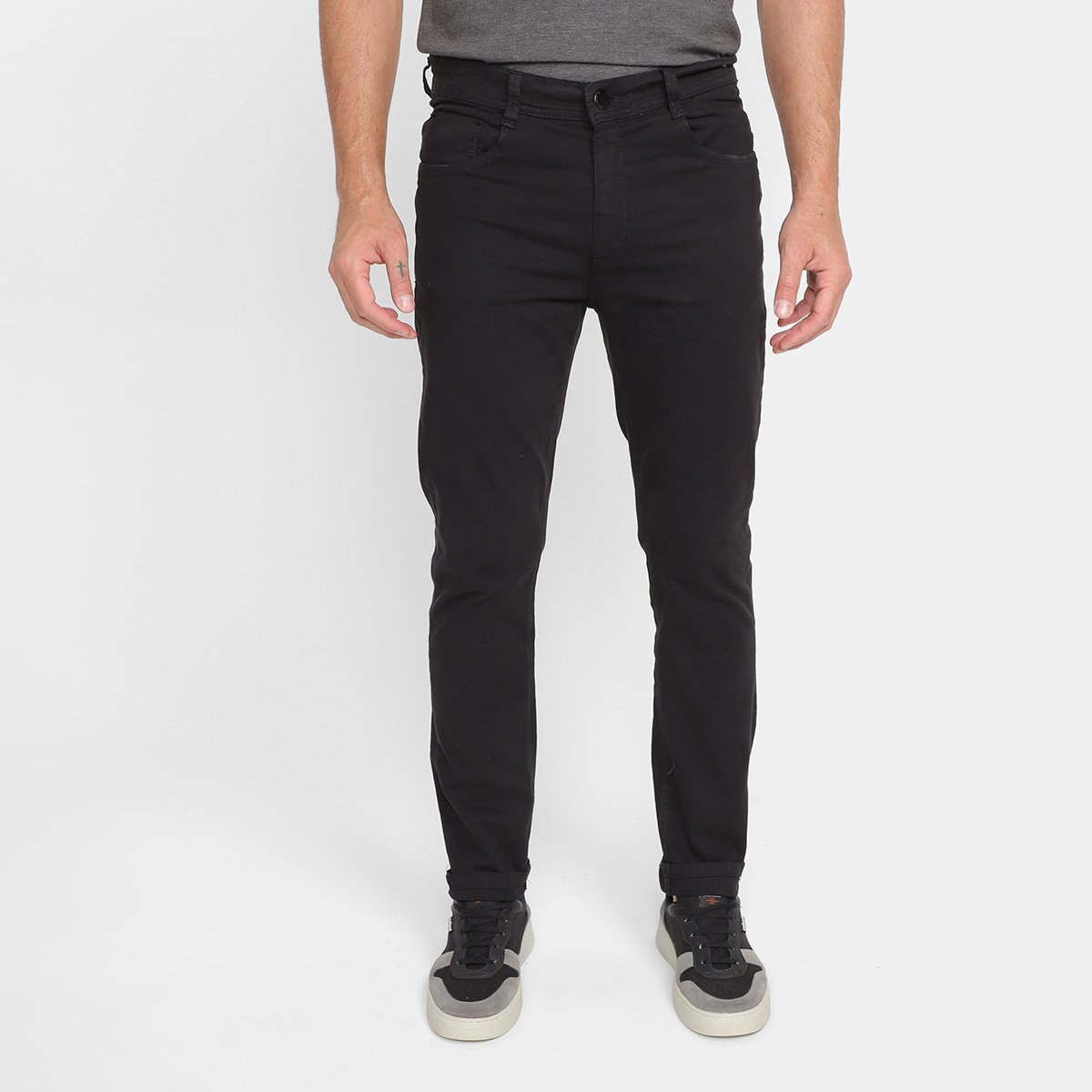 Calça Sarja Terminal Five Pockets Masculina - Preto Menor preço em Calça Sarja Terminal Five Pockets Masculina - Preto