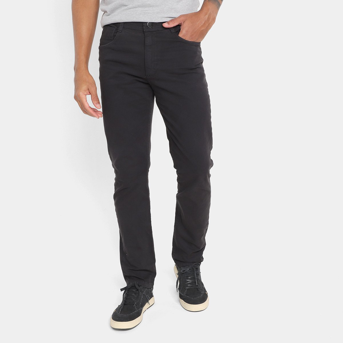 Calça Sarja Terminal Five Pockets Masculina - Preto Menor preço em Calça Sarja Terminal Five Pockets Masculina - Preto