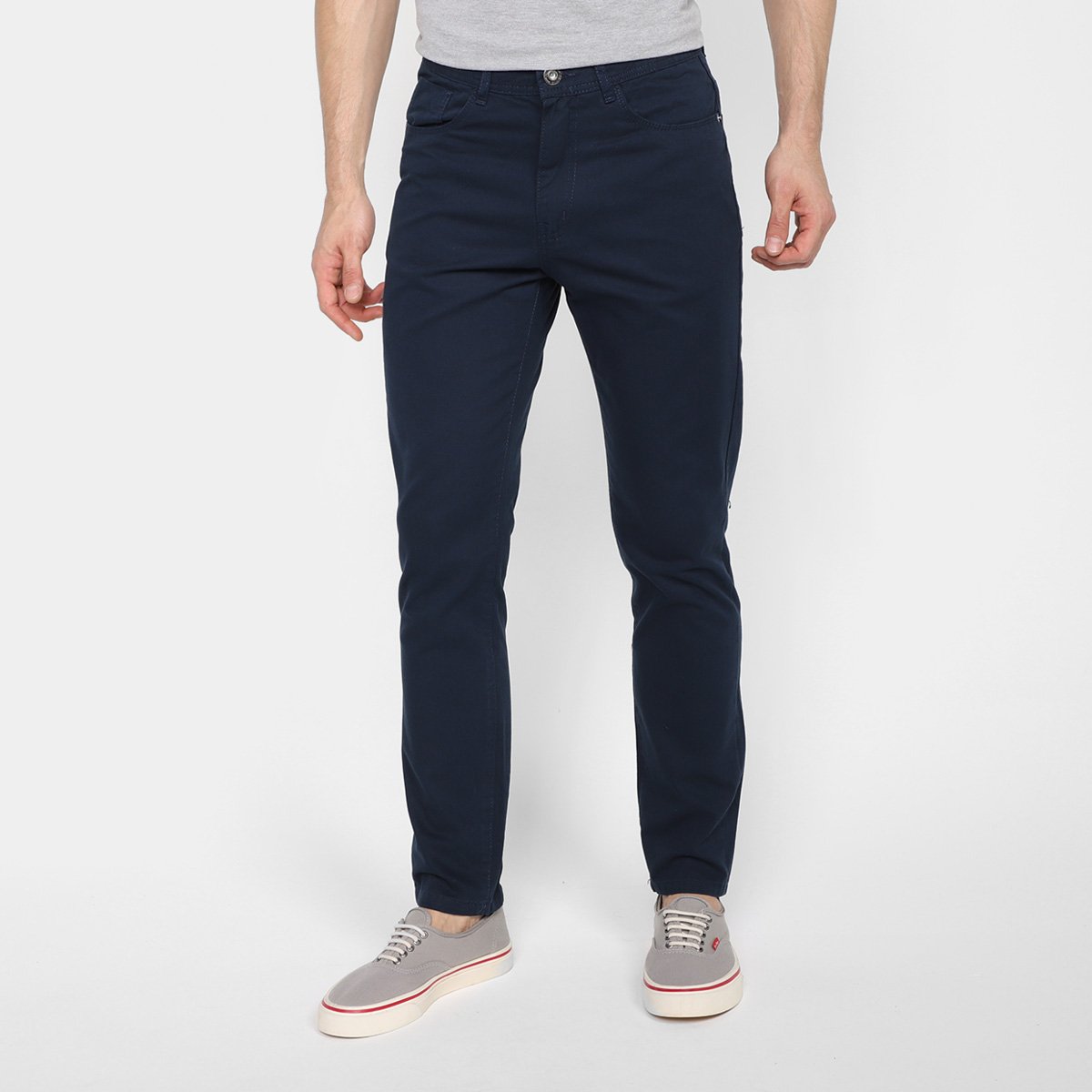 Calça Sarja Terminal Five Pockets Masculina - Marinho Menor preço em Calça Sarja Terminal Five Pockets Masculina - Marinho