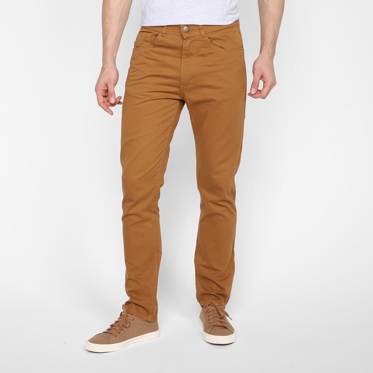 Calça Sarja Terminal Five Pockets Masculina - Caramelo Menor preço em Calça Sarja Terminal Five Pockets Masculina - Caramelo