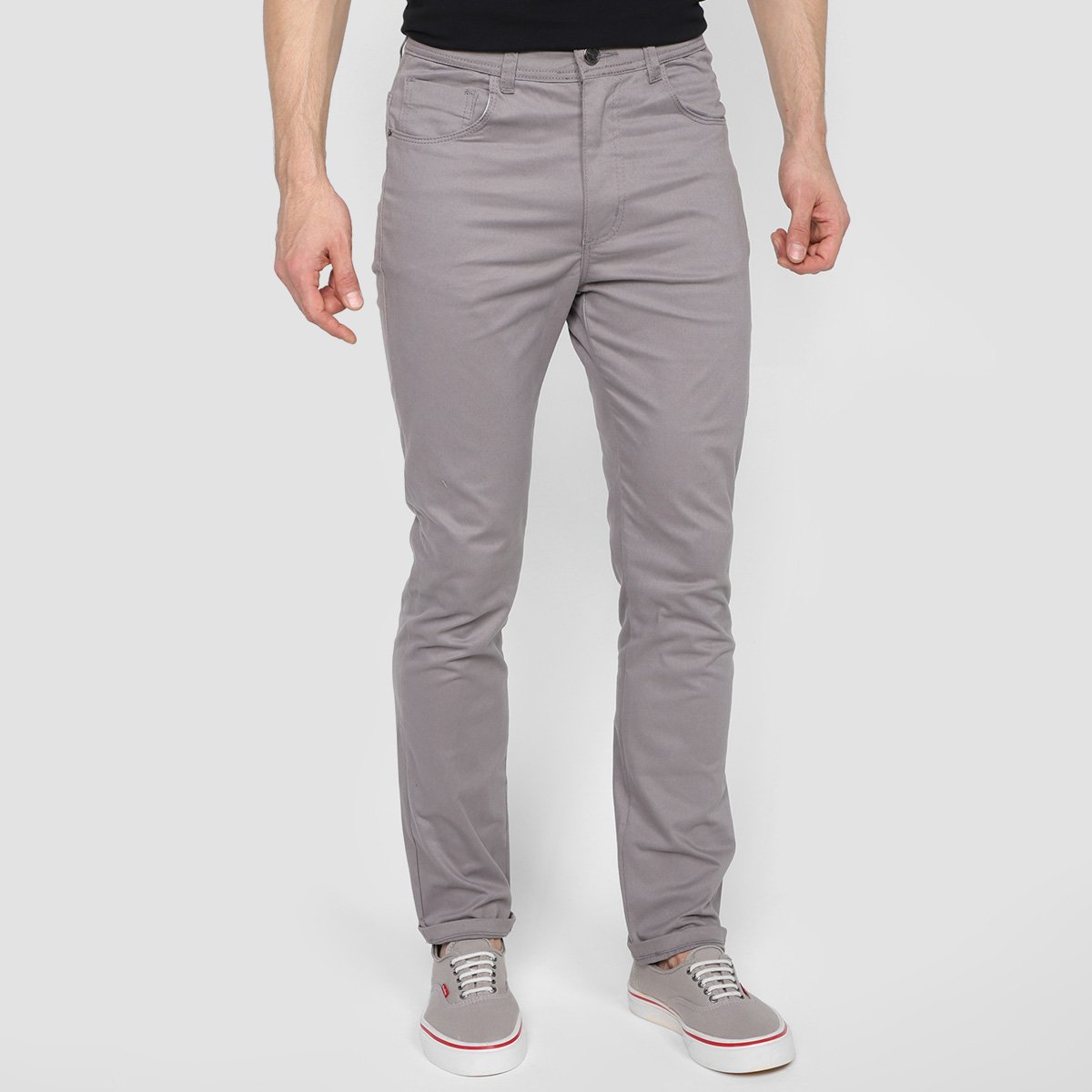 Calça Sarja Terminal Five Pockets Masculina - Chumbo Menor preço em Calça Sarja Terminal Five Pockets Masculina - Chumbo