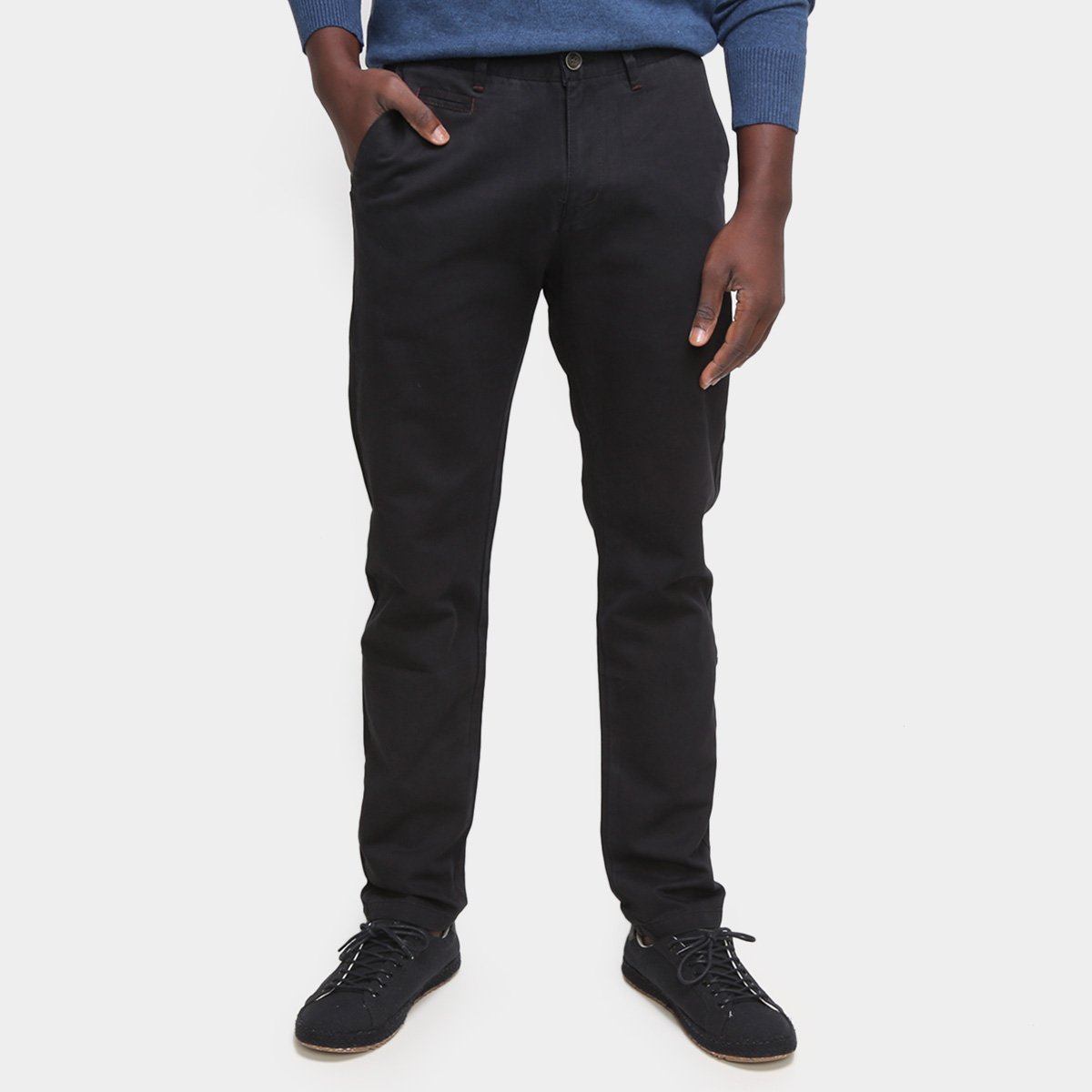 Calça Sarja Watkins & Krown Reta Masculina - Preto Menor preço em Calça Sarja Watkins & Krown Reta Masculina - Preto