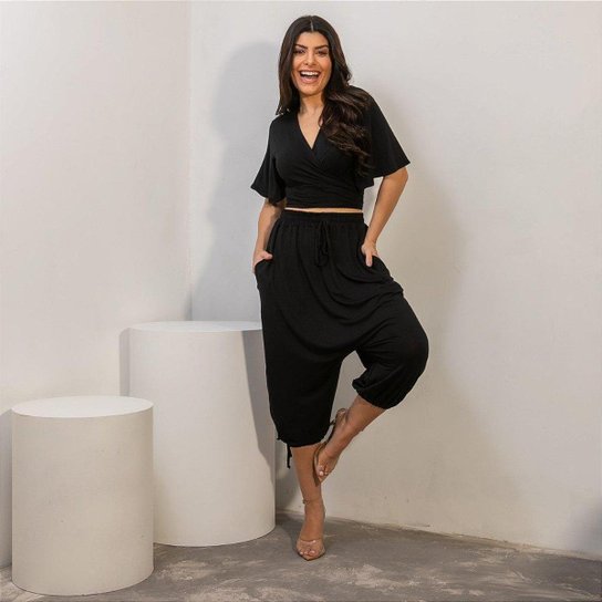 Calça Saruel Feminina em Malha com Bolsos Catwalk Rio Zattini