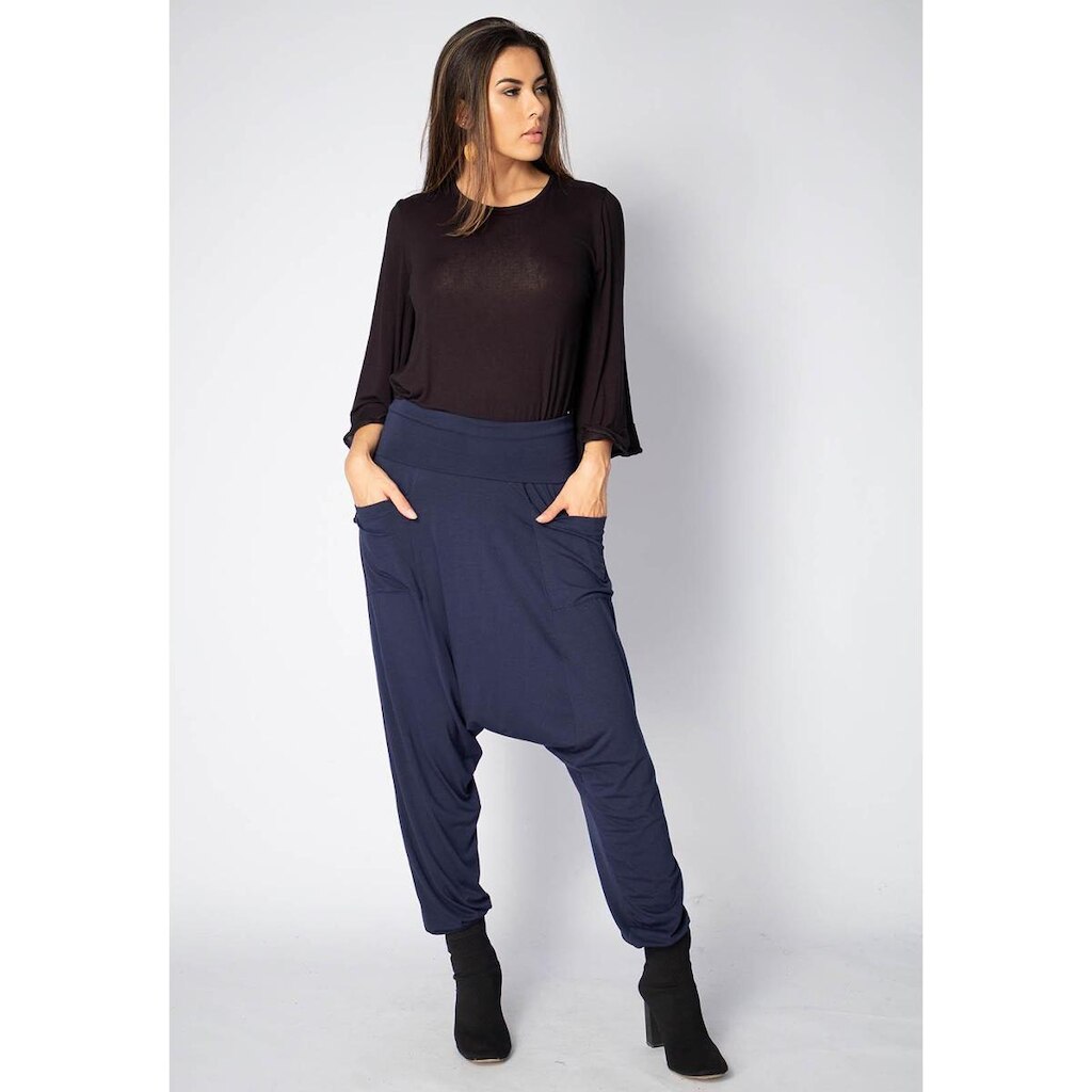 Calça Saruel Malha com Bolso na Frente Azul Marinho - G-Veste do 42 ao 44