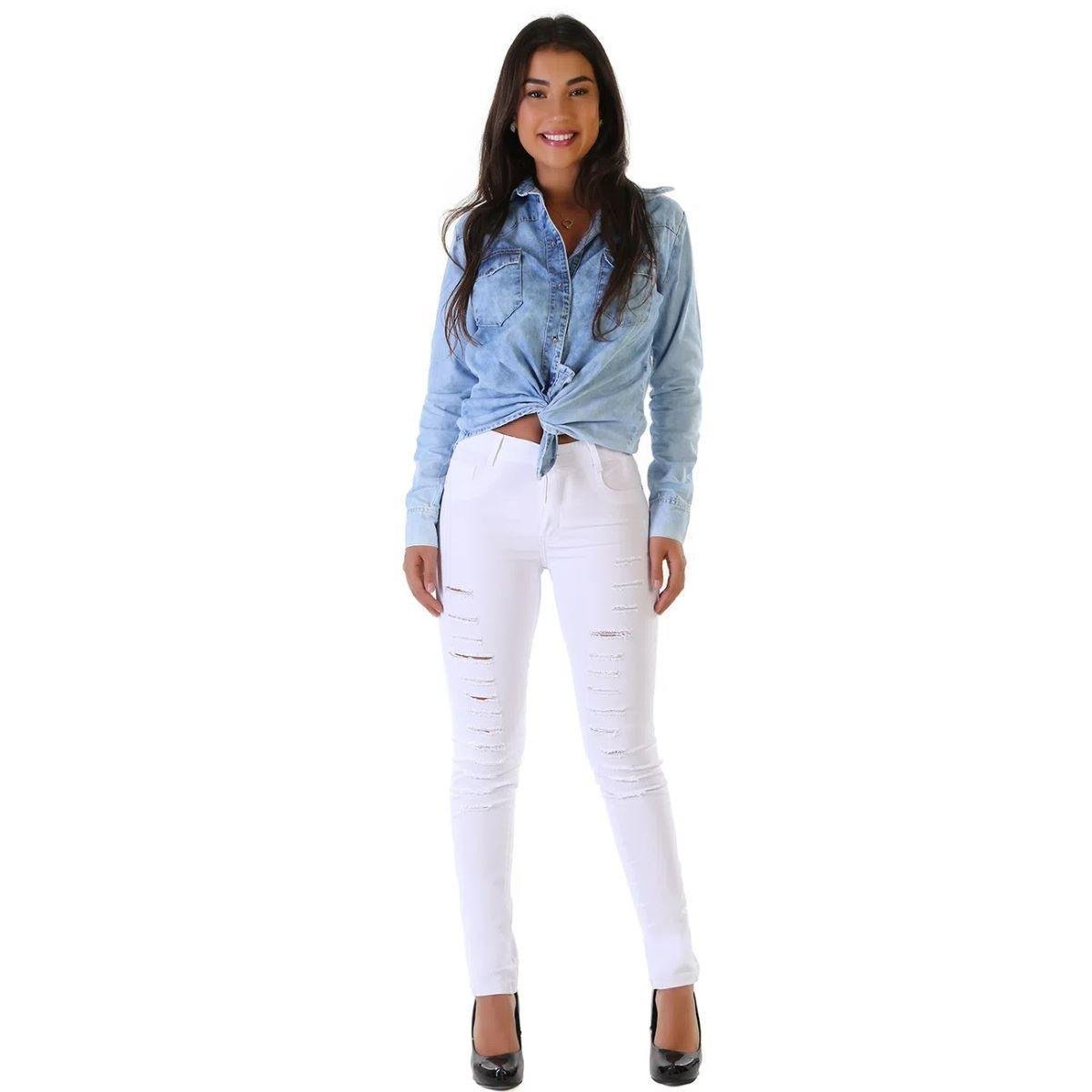 CALÇA SAWARY SARJA HOT PANTS BRANCA 262890 FEMININA Zattini