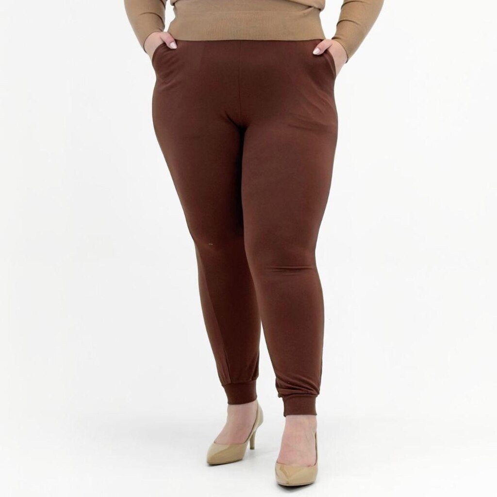 Calça Secret Glam Plus Size Jogging em Moletinho Feminina