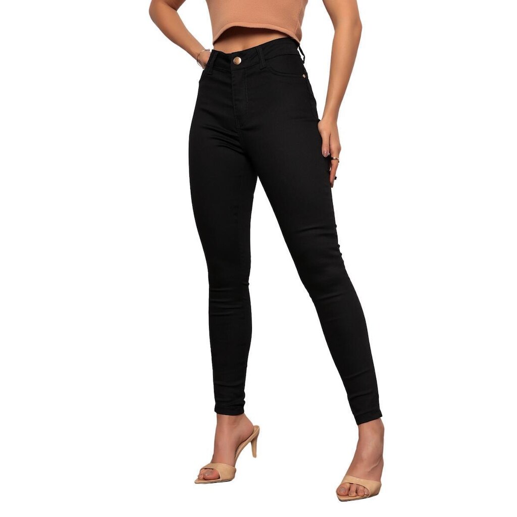 Calça Sk Jeans Skinny Detalhes Exclusivos Destroyed Tecido Dark Premium Feminina