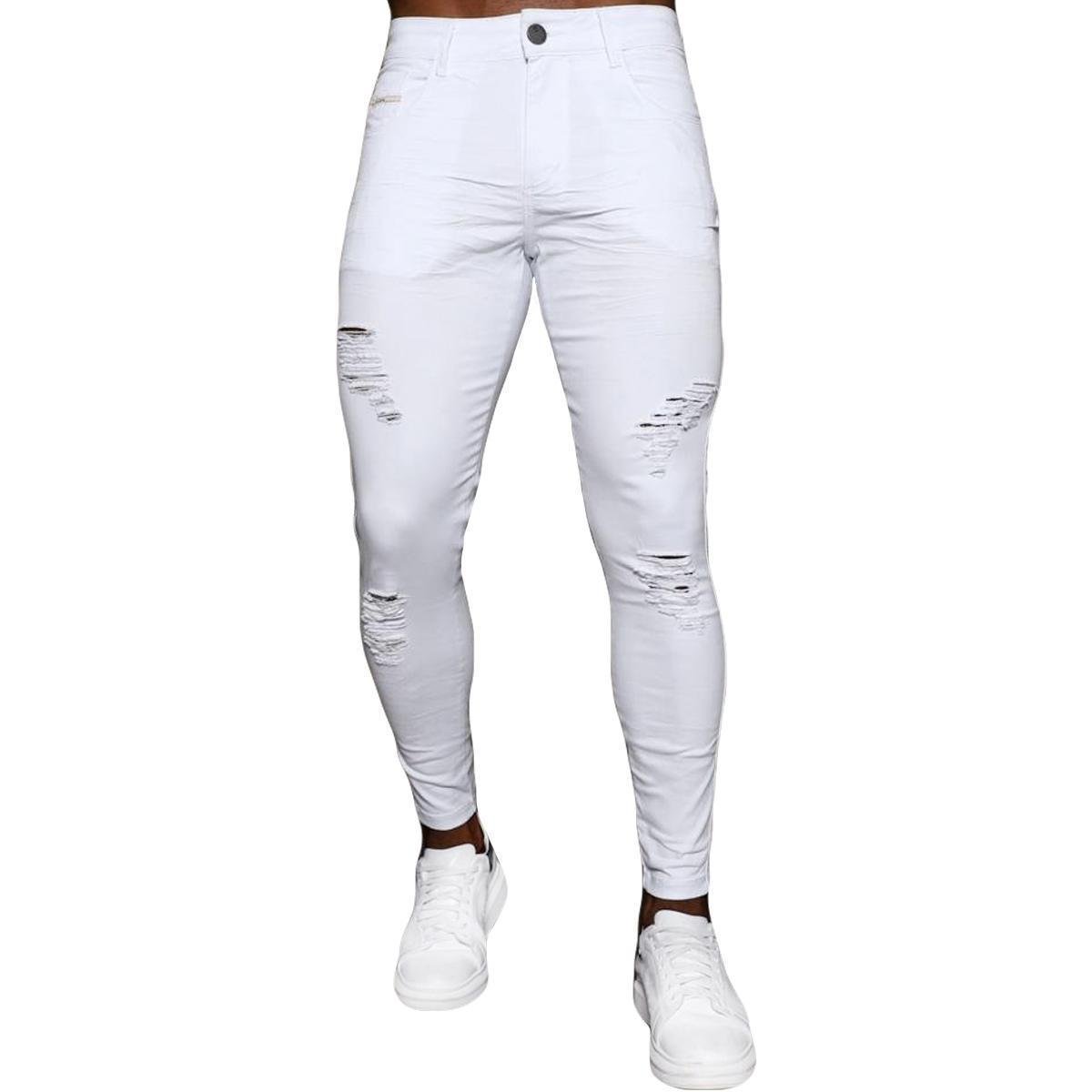 Bainha CalÇa Jeans Masculina Barra Desfiada Calça Jeans Skinny