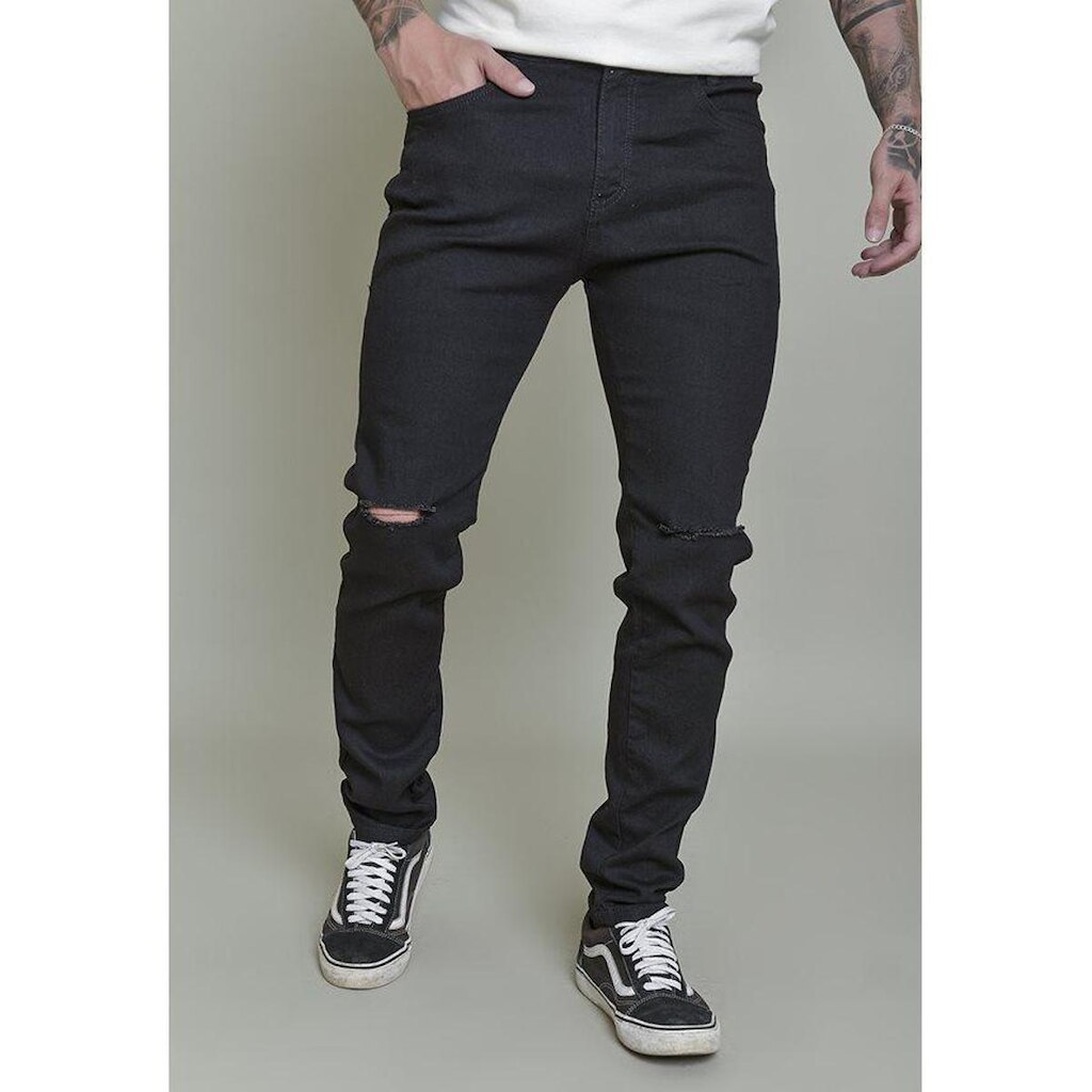 Calça Skinny Masculina Black Com Rasgo Dialogo Je