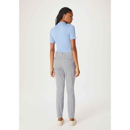 Calça Slim Hering Estampada Em Alfaiataria Feminina