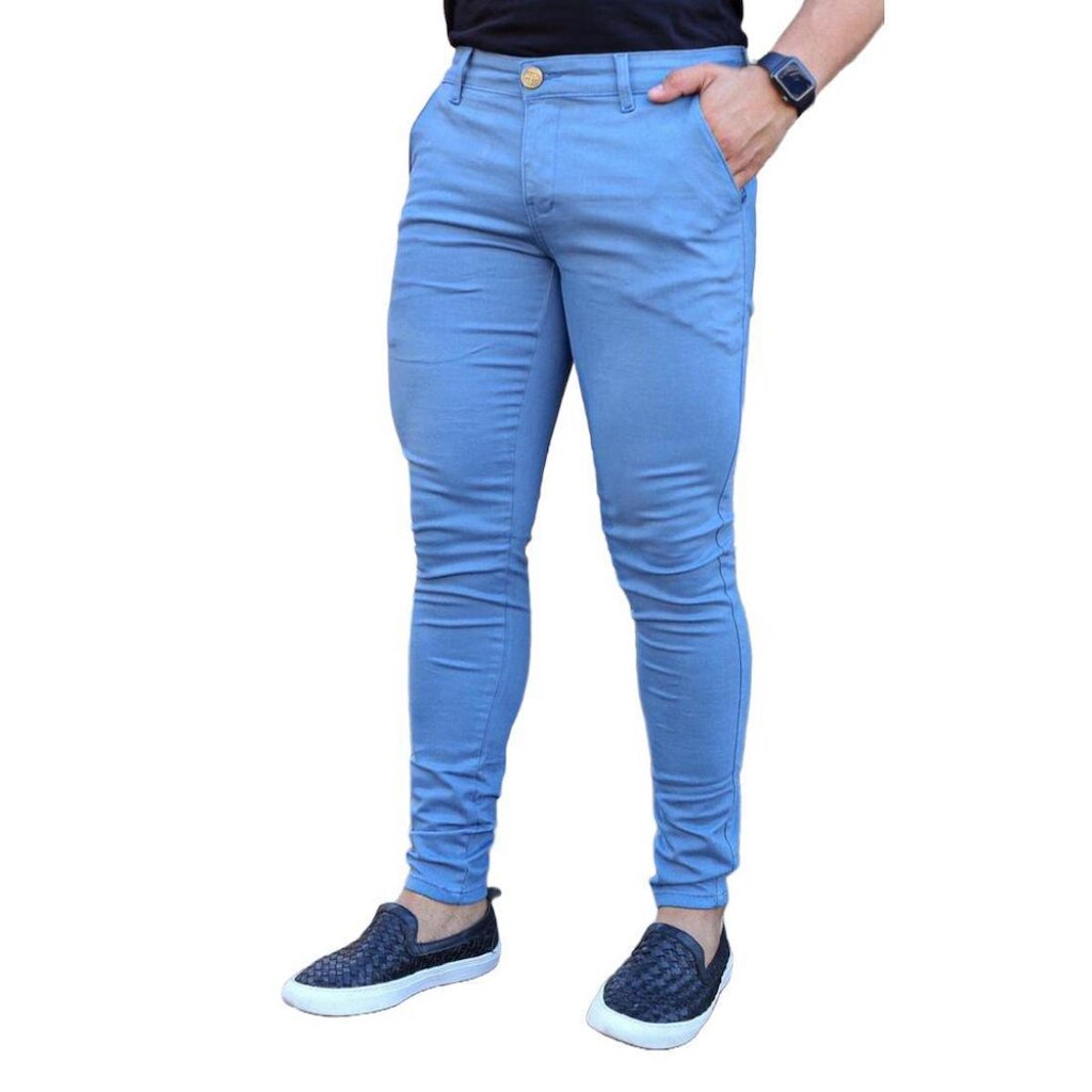 Calça Slim Luxo Esporte Sarja Com elastano Masculina