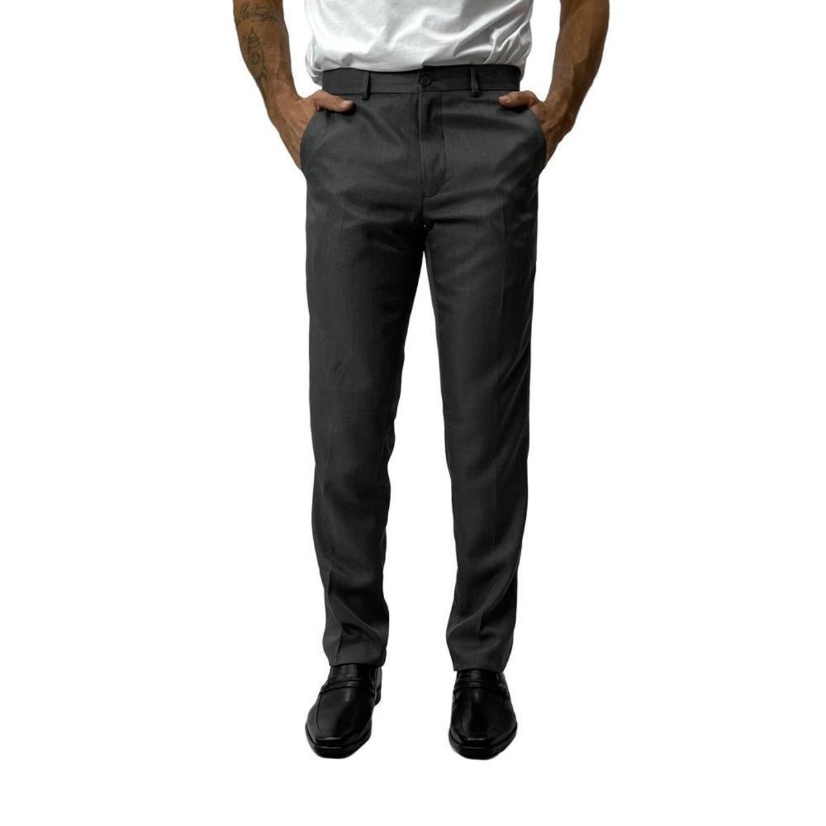 Calça Social Angelo Bertoni Slim Com Bolsos - Cinza Menor preço em Calça Social Angelo Bertoni Slim Com Bolsos - Cinza