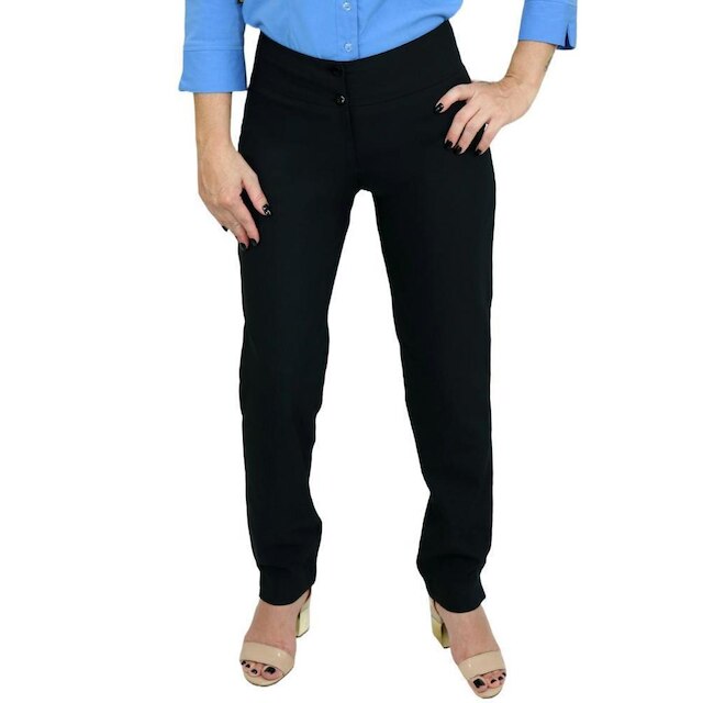 Calça social feminina cigarrete com Elastano e Bolsos