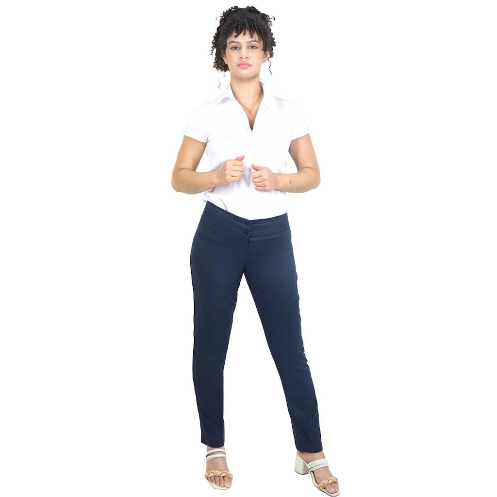 Calça social feminina cigarrete com Elastano e Bolsos