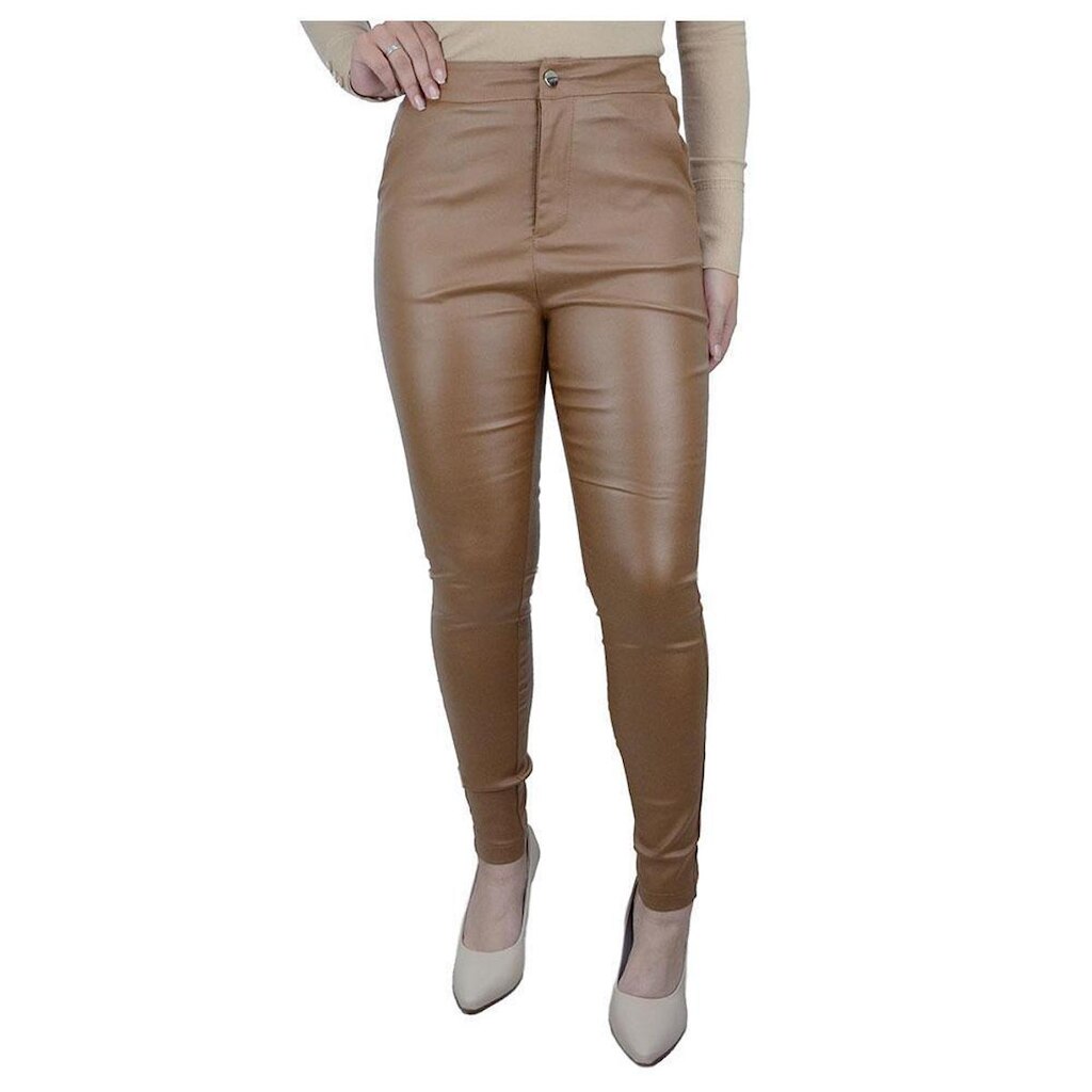 Calça Social Feminina Pellini Slim Resinada Bege Khaki CAL88