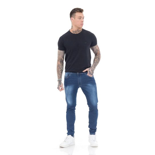 Calça Super Skinny Premium Blue Dark III Masculino - Azul