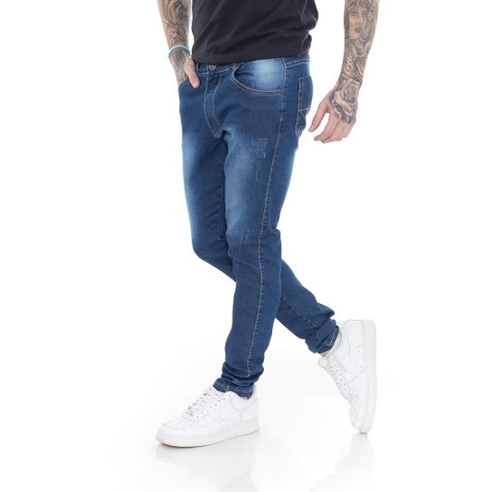 Calça Super Skinny Premium Blue Dark III Masculino - Azul