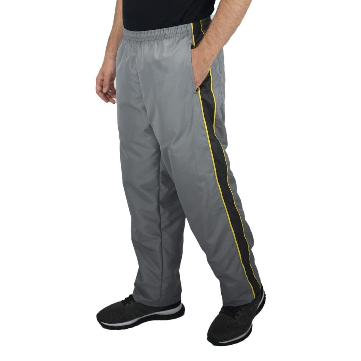 Calça Tactel Forrada masculina preta faixa filete Zattini