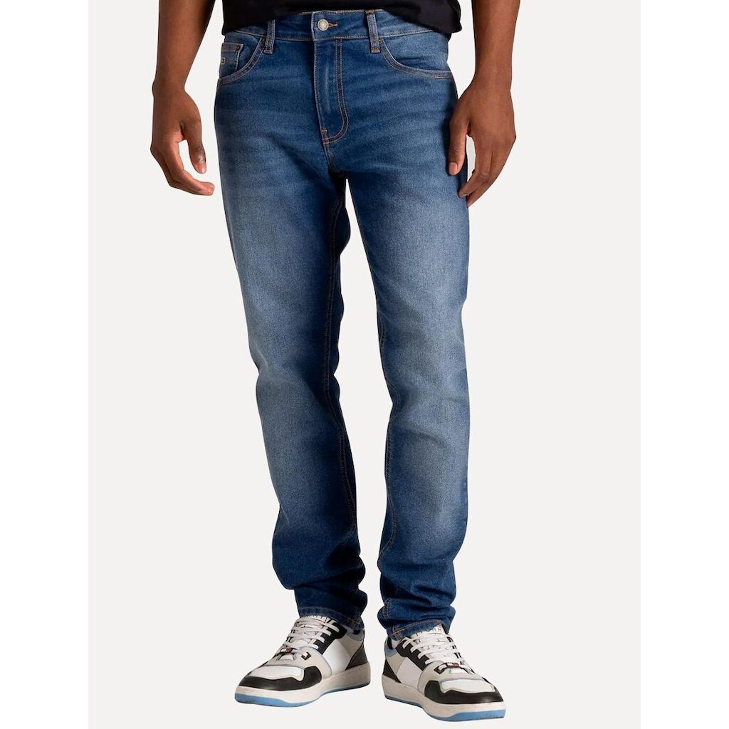 Calça Tommy Jeans Masculina Slim Scanton Flag Pocket Azul Médio