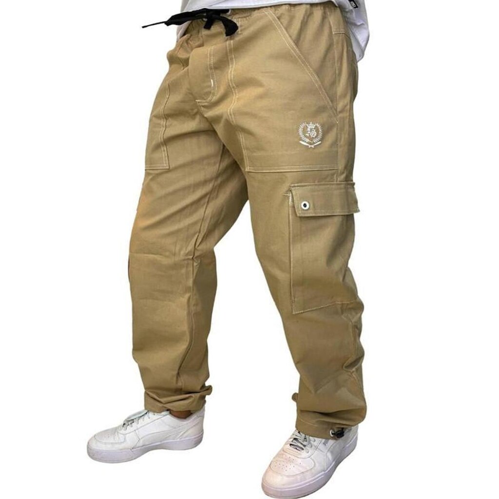 Calça Tradicional Reta Cargo BEGE Street Crew