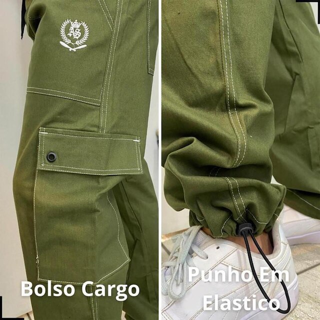 Calça Tradicional Reta Cargo VERDE Street Crew