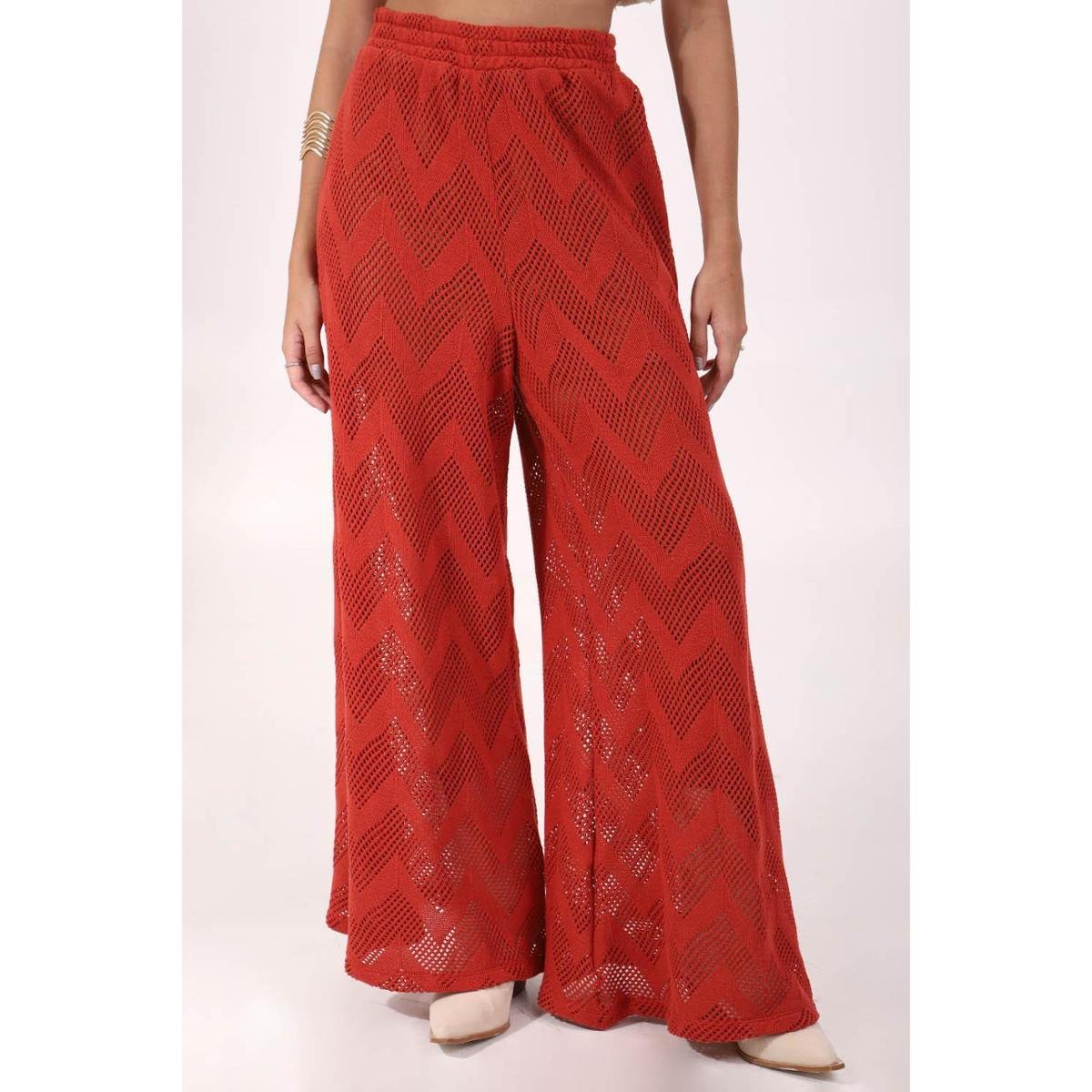 Calça Tricot Pantalona Pequiá Menor preço em Calça Tricot Pantalona Pequiá