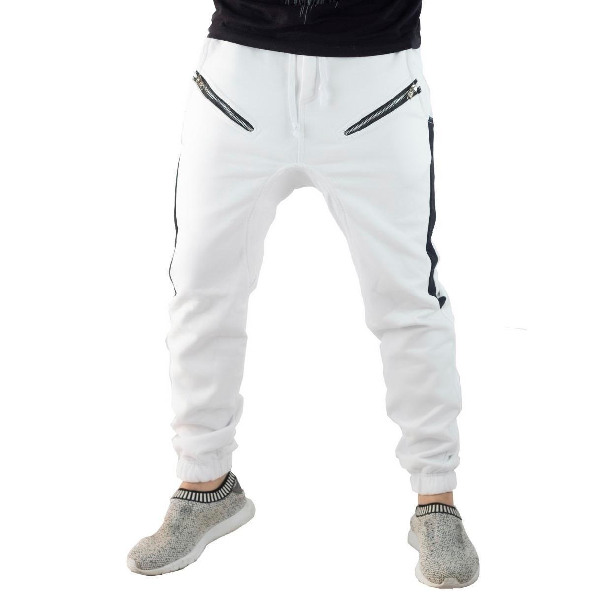Calça VcStilo Jogger de Moletom Zíper Faixa Lateral Masculina Menor preço em Calça VcStilo Jogger de Moletom Zíper Faixa Lateral Masculina
