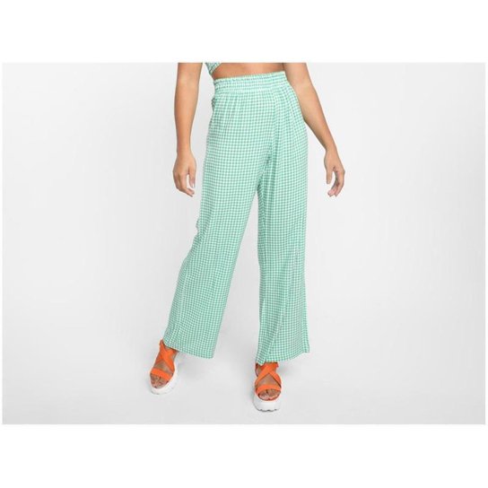 Calça Vista Magalu Viscose Xadrez - Verde