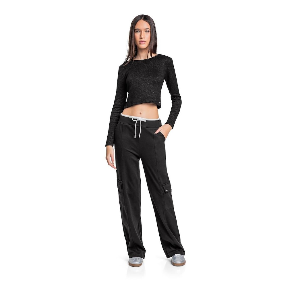 Calça Wide Leg Juvenil em Malha Alfaiataria Gloss