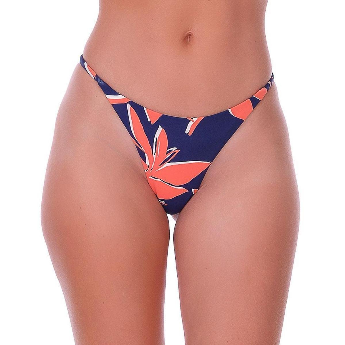 Calcinha de Biquíni Fio Duplo Summer Soul - Azul+Laranja Menor preço em Calcinha de Biquíni Fio Duplo Summer Soul - Azul+Laranja