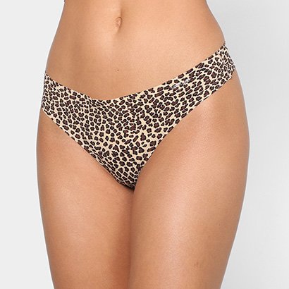 Calcinha Fio Dental Calvin Klein Hipster Onça Corte a Laser - Feminino