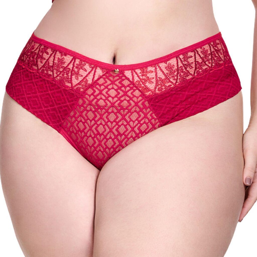 Calcinha Fio Duplo Em Renda Bordada e Tule Plus Size Nayane