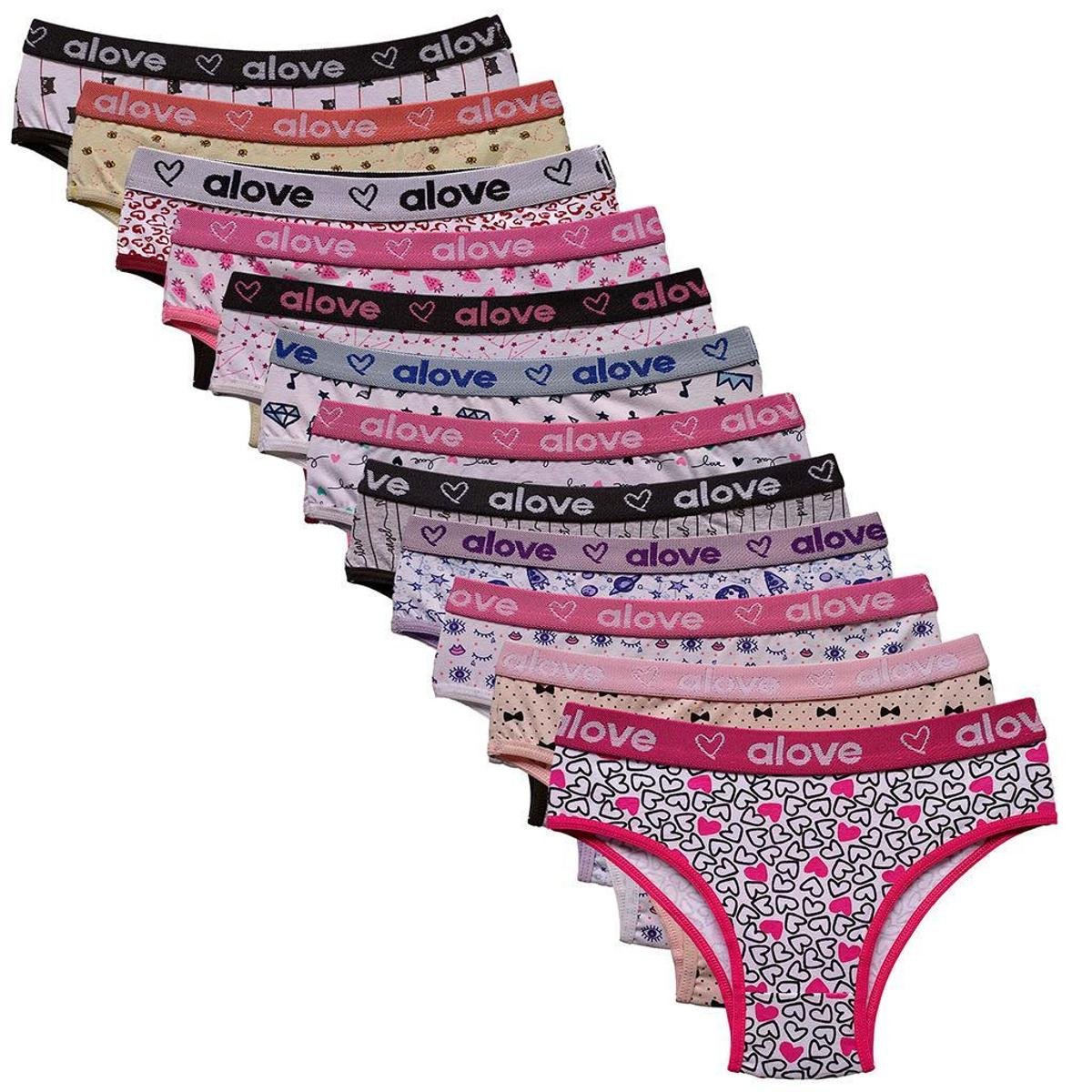 Calcinha Juvenil em Algodão Kit com 12 Unidades Alove - Rosa+Branco é ruim? Calcinha Juvenil em Algodão Kit com 12 Unidades Alove - Rosa+Branco é boa?