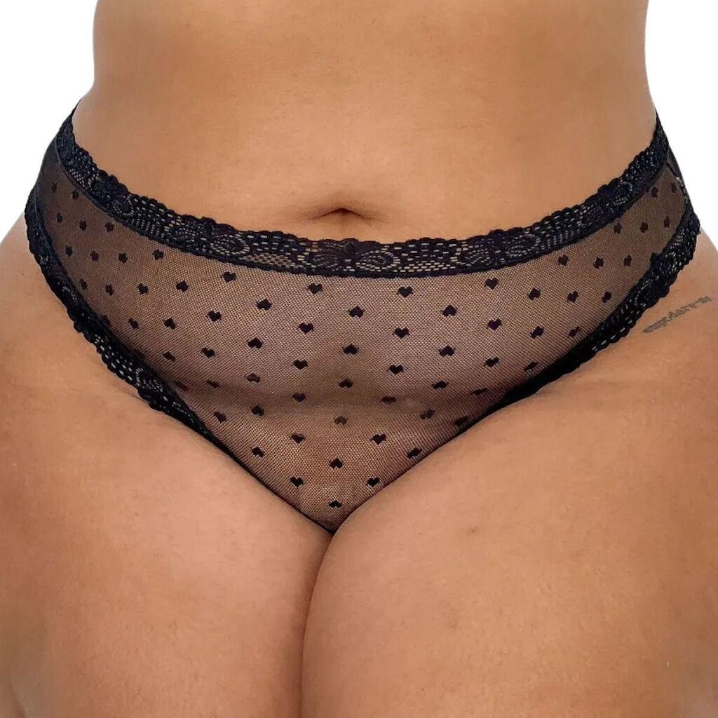 Calcinha Tanga Plus Size em tule e renda Jackie