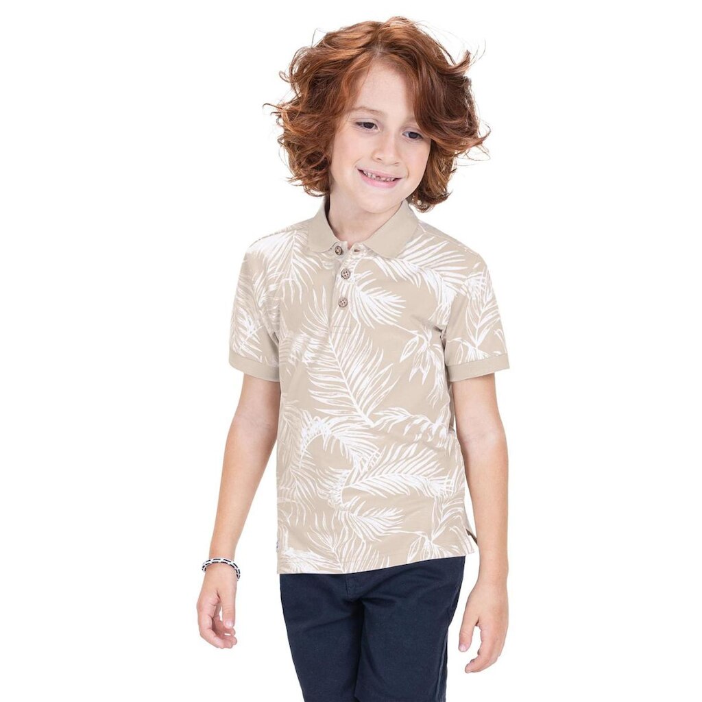 Camila Polo Infantil Em Cotton Trick Nick Bege