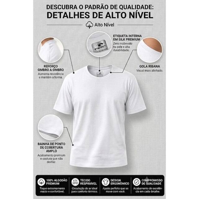 Camisa 100 Algodao Infantil Premium Unissex Tecido Confortavel