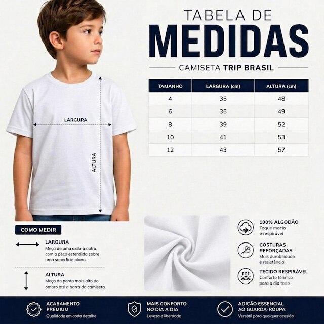 Camisa 100 Algodao Infantil Premium Unissex Tecido Confortavel