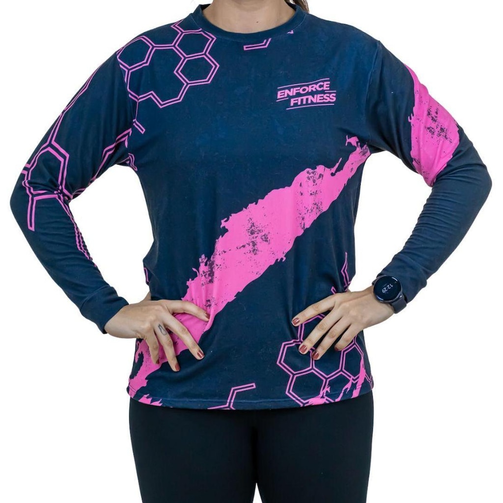 Camisa Academia Treino Proteção Uv Enforce Feminina Azul