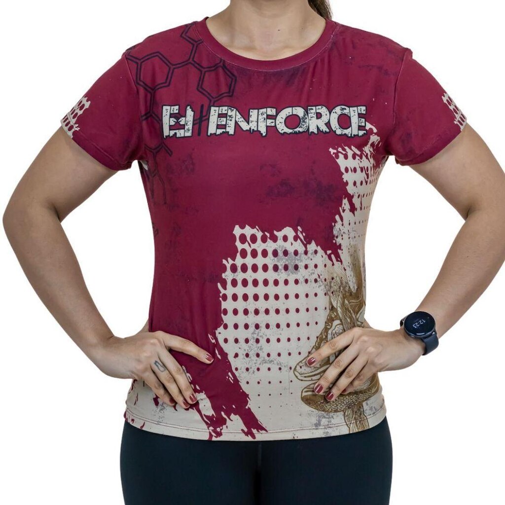 Camisa Academia Treino Proteção UV Enforce Feminina Vinho