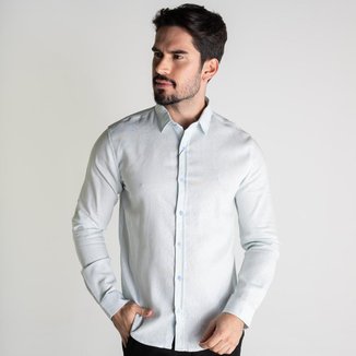 Camisa Acostamento Linho Azul Claro