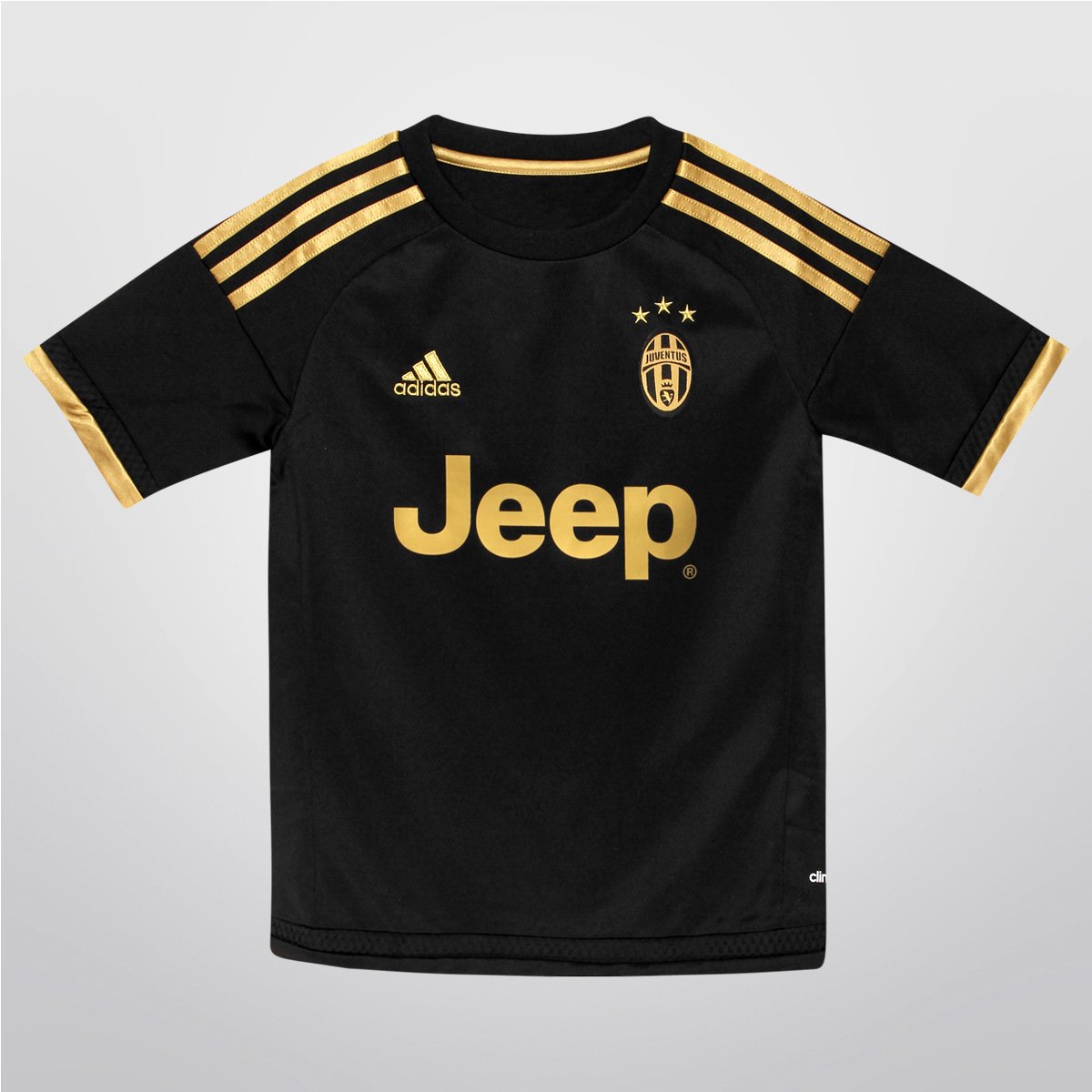 Camisa Adidas Juventus Third 15/16 s/nº Infantil - Preto+Dourado Menor preço em Camisa Adidas Juventus Third 15/16 s/nº Infantil - Preto+Dourado