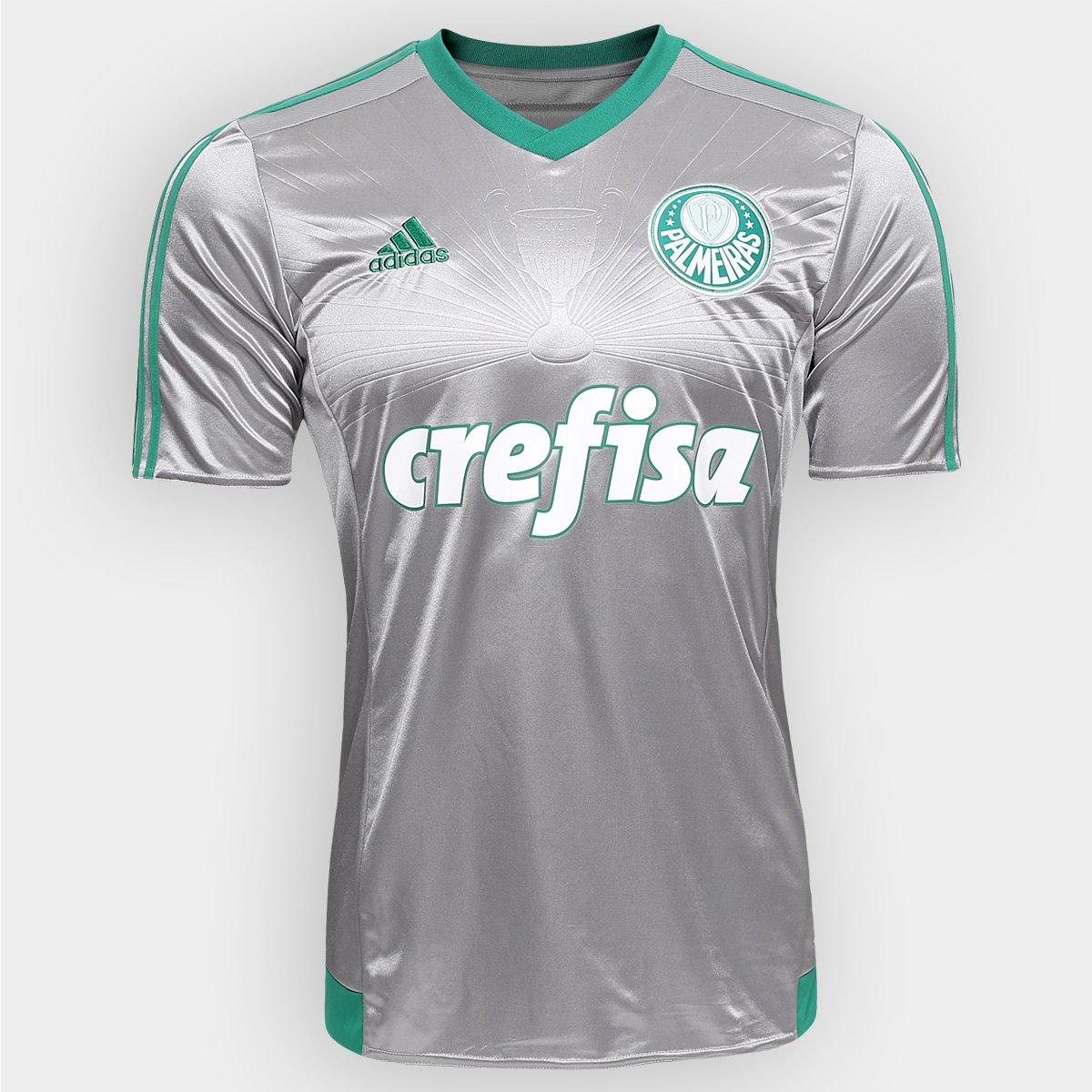 Camisa Adidas Palmeiras III 2015 s/nº - Torcedor - Prata+Verde Menor preço em Camisa Adidas Palmeiras III 2015 s/nº - Torcedor - Prata+Verde