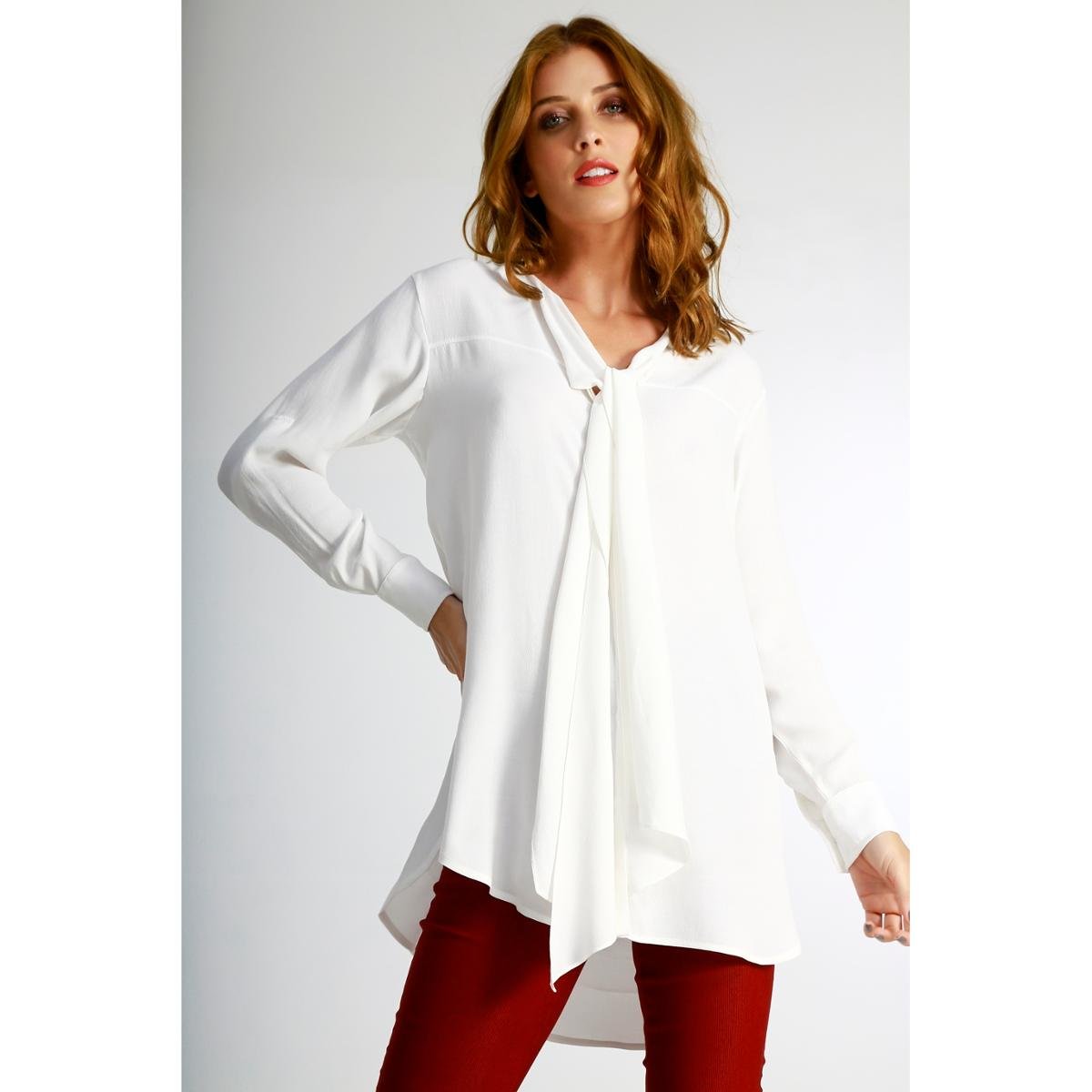 Camisa Alongada Wool Line Tricot Feminina - Off White Menor preço em Camisa Alongada Wool Line Tricot Feminina - Off White